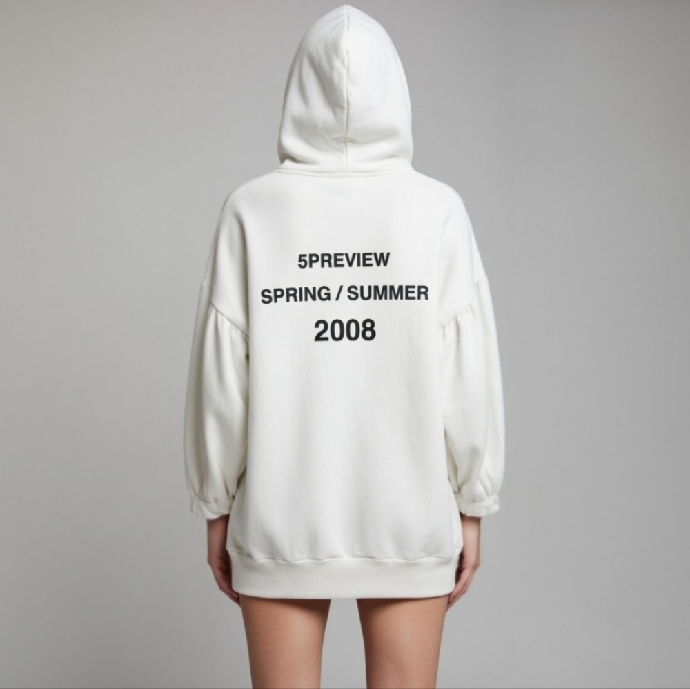 5Preview Zip Up Hoodie White Spring Summer 2008 Graphic Y2K Streetwear Small